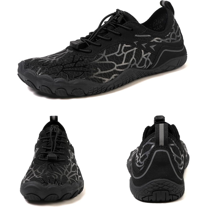 Жіночі босижні тапки, водяні черевики з п'ятипалою підошвою, антиковзаюча поверхня, швидковисихаюча дренажна система, легкі босижні черевики для багатоцільових активностей, біло-блакитні, розміри 36-47 EU (чорно-сірі 811, 41 EU)