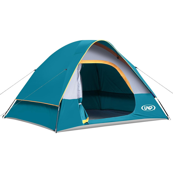 Намет кемпінговий 3-місний UNP Campingzelt водонепроникний синій (Ozeanblau) з захистом від дощу, вітростійкий, легкий у встановленні