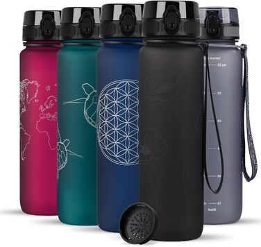 Пляшка для води 720°DGREE uberBottle 1л з ситечком, трітан, червоний, герметична, BPA-free, для спорту, фітнесу, велосипеда, університету, багаторазова