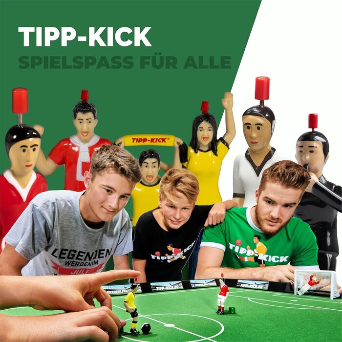 Настільна гра TIPP-KICK Junior Cup з бортами 82x56 см – готовий ігровий комплект: 2 гравці, 2 воротарі, 2 пластикові ворота, 2 м'ячі, ігрове поле з фетру