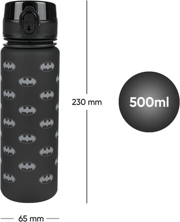 Дитяча пляшка для води Baagl Tritan 500 мл з логотипом Batman, непротікаюча, для школи та спорту