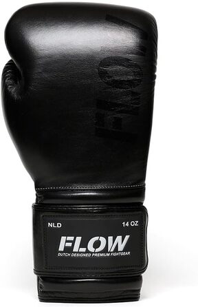 Боксерські рукавички Flow Challenge з натуральної шкіри для спарингу та тренувань, Муай Тай, кікбоксинг, ММА, бойові мистецтва, чоловічі та жіночі, чорні, 12 oz