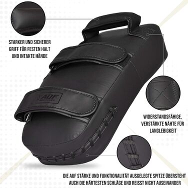 Набір боксерських подушок Pratzen Maya-Leder Curved (пара, чорний) для боксу, кікбоксингу, муай-тай, карате та MMA