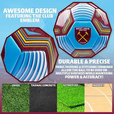 Футбольний м’яч West Ham United FC, офіційний, розмір 3/4/5, подарунок для фанатів