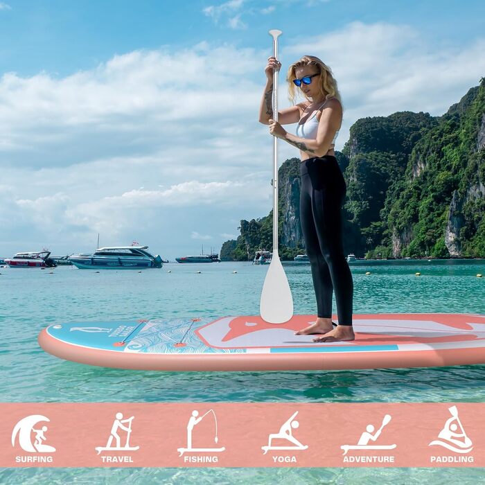 Надувне SUP-борд Tuxedo Sailor з аксесуарами, для дорослих та підлітків, блакитний та жовтий (блакитний та рожевий)