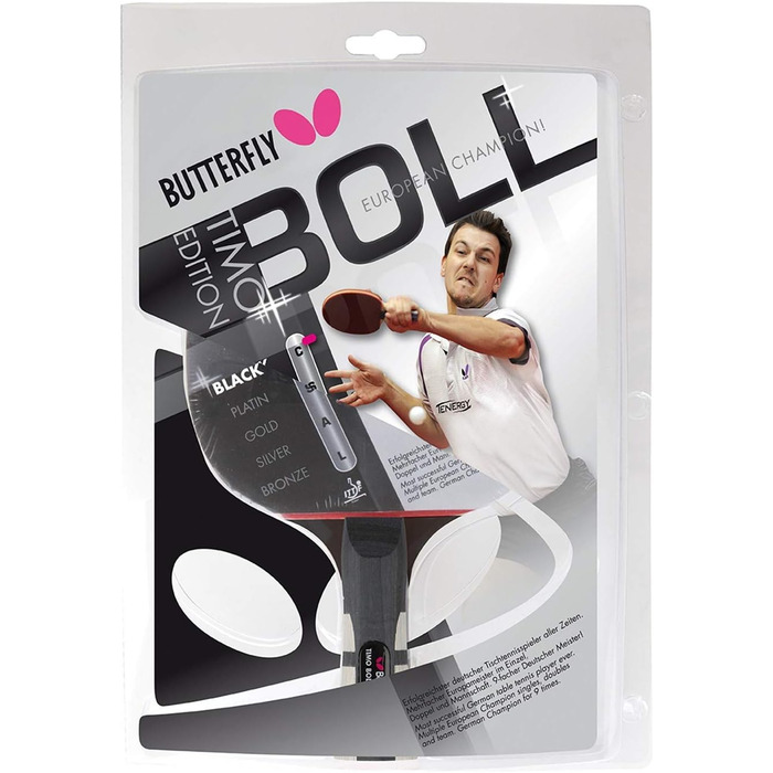 Ракетка для настільного тенісу Butterfly Timo Boll Black 85030: професійна ракетка для змагань з сертифікованою гумою Wakaba