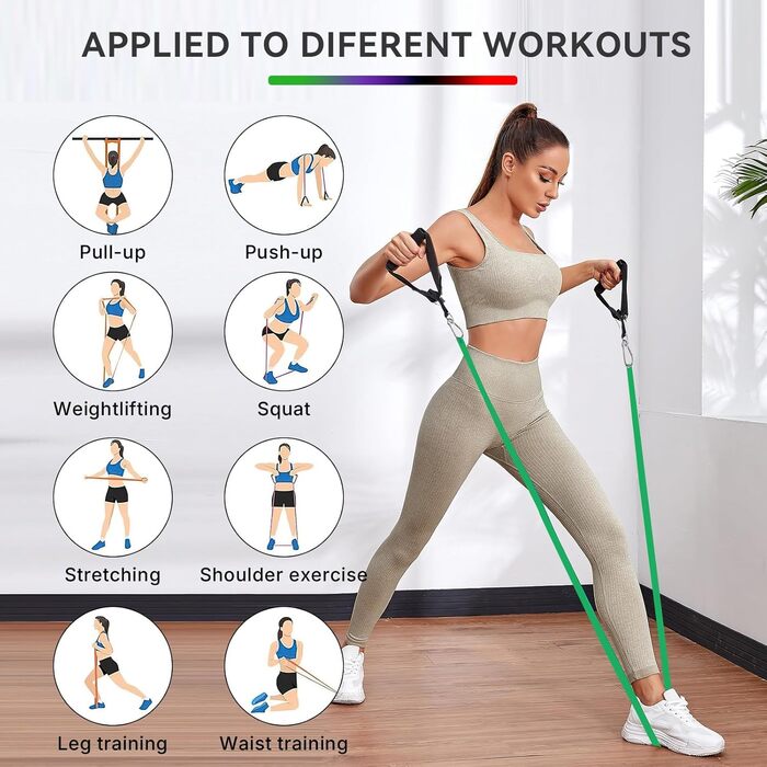 Набір еластичних стрічок RUBEHOOW для фітнесу та йоги (15-120 lbs)