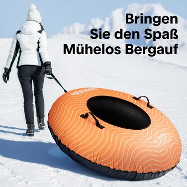 Надувний сніговий санки SereneLife – 122 см, XXL, для дітей та дорослих, з антиковзним дном та тросом