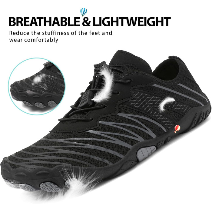 Чоботи для плавання та серфінгу Barfußschuhe: чоловічі та жіночі, швидко сохнуть, антиковзкі, розмір 36-47, чорний