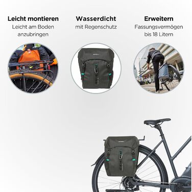Велосипедна сумка Basil Discovery 365D, подвійна, чорна, 18 л