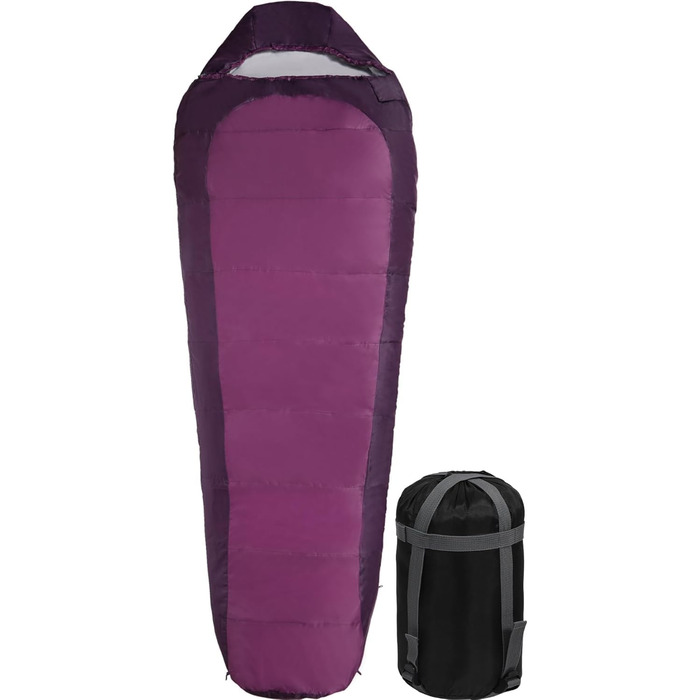 Спальний мішок REDCAMP XL з бавовни, теплий, знімний капюшон, фланелевий, компактний, 3-4 сезони, для дорослих та дітей, для відпочинку на природі, зимовий, риболовля, кемпінг, блакитний, 2lbs наповнювач (Lila з 1.5lbs наповнювачем)