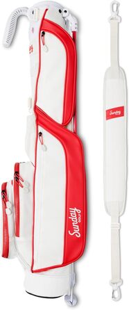 Гольф сумка Sunday Golf Loma: легка сумка з ременем та стійкою – ідеальна для коротких гольф-курсів, 79 см (червоно-біла)