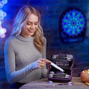 Футляр Casemaster Plazma Pro для 6 дротиків (м'які та сталеві), з великою передньою кишенею для телефону, відділеннями для насадок, амазонітовий кант