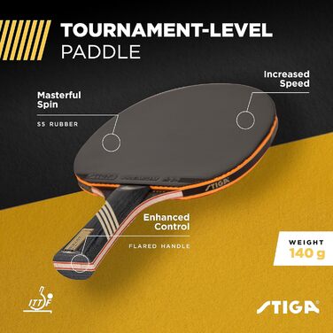 Пін-понг лопатка STIGA Bullet: 5-ша шарів, легка, губка 2 мм, зручна ручка для гри, професійна ракетка для змагань