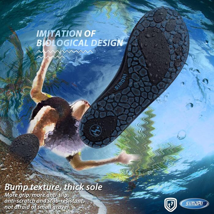 Водні черевики SIMARI для жінок та чоловіків, швидковисихаючі, моделі для плавання та відпочинку на пляжі, спортивні аквашузи SWS001, чорний, розмір 42/43 EU