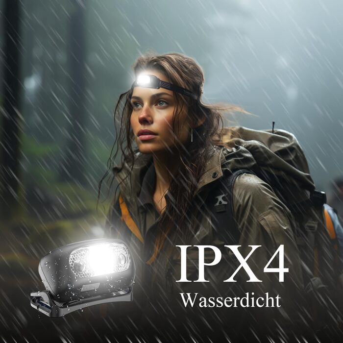 LED налобний ліхтар NREDXOON з акумулятором, USB-C, 5 режимів освітлення (включно з червоним), IPX4, водонепроникний, надзвичайно яскравий для кемпінгу, бігу, DIY та надзвичайних ситуацій (2 шт.) Чорний