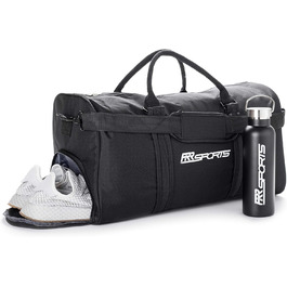 Спортивна сумка RR Sports 30 л з відділенням для взуття та пляшкою 600 мл із нержавіючої сталі для жінок і чоловіків, для тренувань, фітнесу, залу, футболу (50x25x28 см, мала)