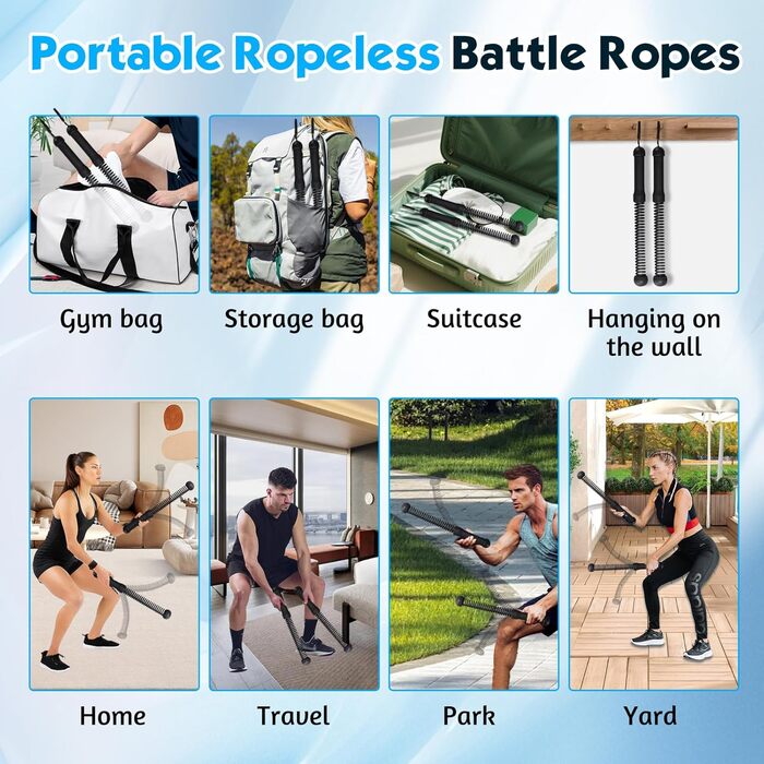 Битва-канат Battle Rope (2 шт.) для фітнесу вдома та в залі, без мотузки, для рук, корпусу, сідниць, спини та ніг