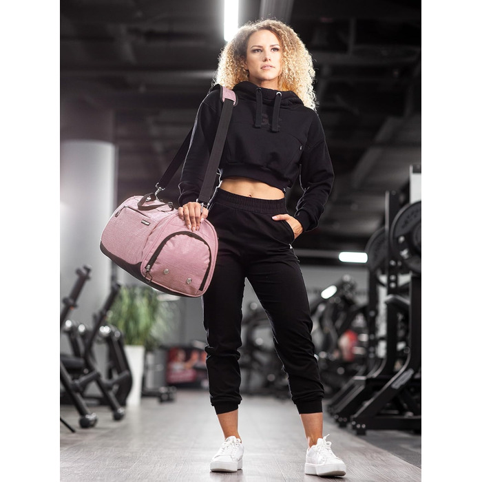 Спортивна сумка для залу та подорожей Fitgriff з відділенням для взуття та вологих речей, рожева, 48x26x25 см (S)