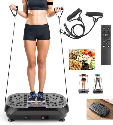 Віброплатформа для фітнесу Sport: 6 програм, для схуднення, м'язів, всього тіла, чорна (51x30.5x12.5 см)