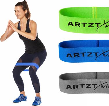 Тканинна фітнес-стрічка ARTZT vitality Theraband Loop Band, набір 3 шт, 30 см, для тренування рук, ніг, сідниць та пресу, 3 рівні опору, Німеччина