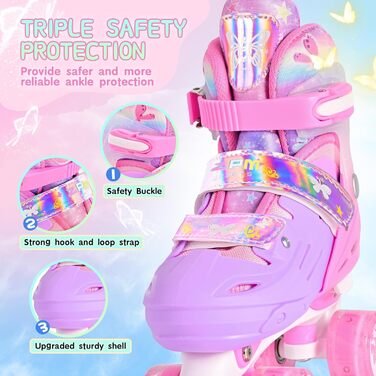 Роликові ковзани 2PM SPORTS для дітей: регульовані, рожево-блакитні, розмір 32-36 EU
