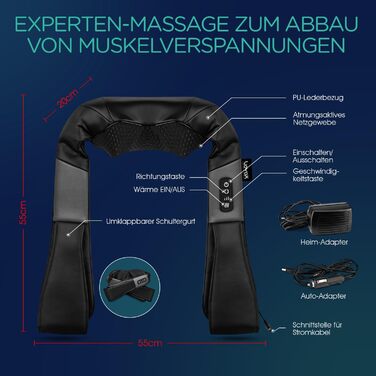 VOYOR HEALTH Масажер для шиї та плечей з підігрівом, електричний 4D Шіацу, для спини, шиї, плечей, знеболення м'язів, модель PJ100