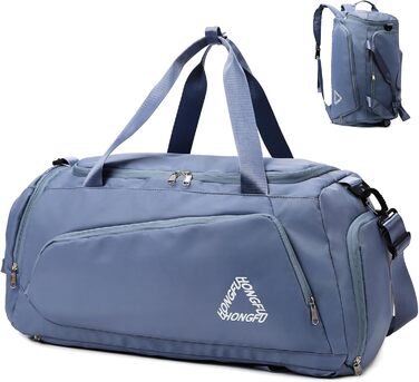 Спортивна сумка для жінок 45L з відділенням для взуття, мокрою сумкою, водонепроникна, для подорожей, тренувань, басейну. Ідеальна для фітнесу, спорту та подорожей. Універсальна сумка-рюкзак. Зелений/Рожевий (Синій)