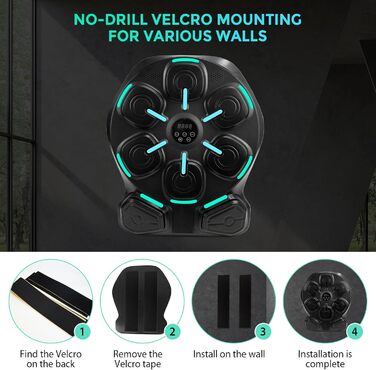 Музичний бокс-машина для фітнесу: 9 режимів, 8 м'яких точок удару, з рукавичками, для дітей та дорослих, монтаж без свердління