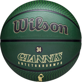 Баскетбольний м'яч Wilson NBA Player Icon для вулиці, розмір 7 (29,5'') та міні, Milwaukee Bucks
