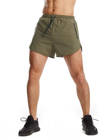 Шорти спортивні чоловічі Suwangi, короткі, швидковисихючі, з внутрішньою сіткою, спортивні штани з кишенею (S, Зелений)