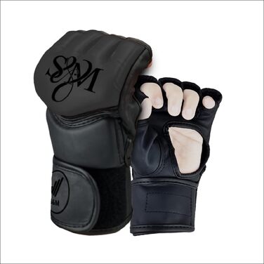 Професійні рукавички для MMA та боксу S&M Logistik XL, штучна шкіра, чорні – для спарингу, тренувань, єдиноборств, муай-тай, боксерської груші