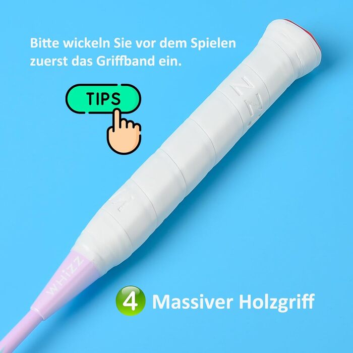 Набір для бадмінтону WHiZZ Carbon: ракетка графітова, воланчики, намотка, сумка (фіолетовий)