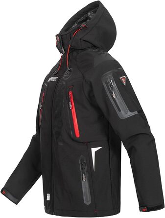 Чоловіча демісезонна куртка Geographica Norway Softshell — водонепроникна outdoor куртка для спорту та походів, колір чорний (розмір 5XL)