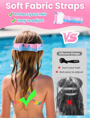 Дитяча маска для плавання та снорклінгу Supertrip, 6-14 років, скло, рожево-блакитна