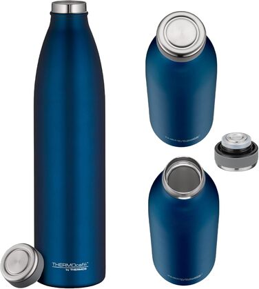 Термос-пляшка THERMOS 1 л сапфірово-синя, нержавіюча сталь, зберігає тепло 12 год/холод 24 год, герметична, для газованої води, для школи та офісу