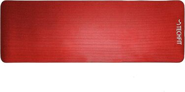 Йога мат TechFit: неслизька, товста (10 мм), для фітнесу, пілатесу, кемпінгу, аеробіки (червона)