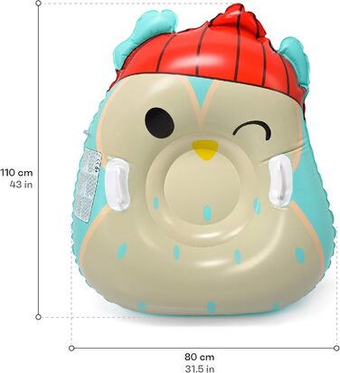 Надувний санки-пончик, сніговий рожок, іграшка для снігу для дорослих та дітей, сімейний відпочинок на природі, катання на снігу після катання на лижах або сноуборді (Owl)