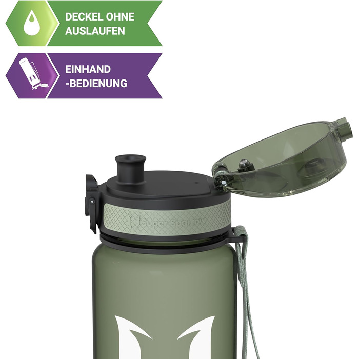 Фляга для води Super Sparrow: Tritan, 350/500/750/1000 мл, без BPA, для спорту, фітнесу, велосипеда, універу, відпочинку (750 мл, глянцевий, шалфей)