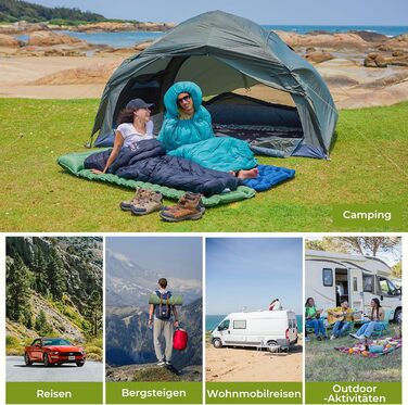 Спальний мішок ATEPA Ultraleicht Daune 650/700FP, 3-сезонний (12°C / 6°C / -1°C), легкий та компактний, водовідштовхувальний, для кемпінгу, походів, трекінгу та рюкзакових подорожей, з компресійним мішком. Комфортна температура 12°C, межа допустимої темпе