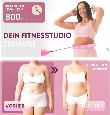 Leiser Smart Hula Hoop Gymside Hoopside Pro - для схуднення та фітнесу, з масажними шипами, 18 знімних секцій (Рожевий)