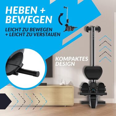 Bluefin Fitness Blade FIT: Гребний тренажер, сумісний з Kinomap, складаний, з LCD-консолью та мобільним додатком