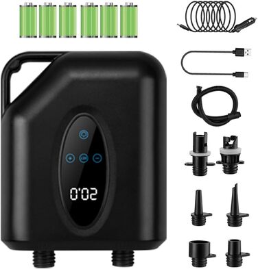 Насос SUP JoyFan: електричний, 12V, високий тиск 20PSI, швидке надування/здування, автоматичне вимкнення, чорний, портативний