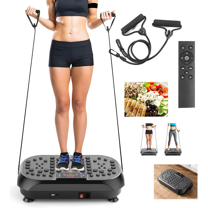 Віброплатформа для фітнесу Sport: 6 програм, для схуднення, м'язів, всього тіла, чорна (51x30.5x12.5 см)