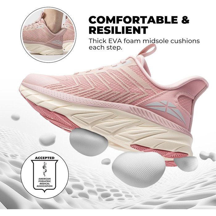 Жіночі спортивні сліпони ALLSWIFIT – зручні, дихаючі, з неслизькою підошвою, для бігу, тенісу, фітнесу, крос-тренінгу, білі (40 EU, Рожевий)