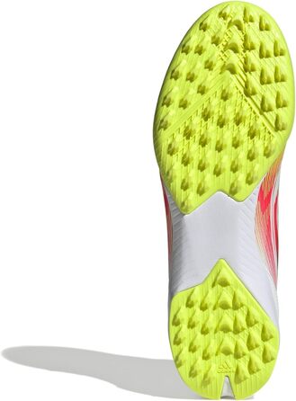 Жіночі футбольні бутси adidas F50 League Mid для гри на траві (46.5 EU, білий/червоний/жовтий)