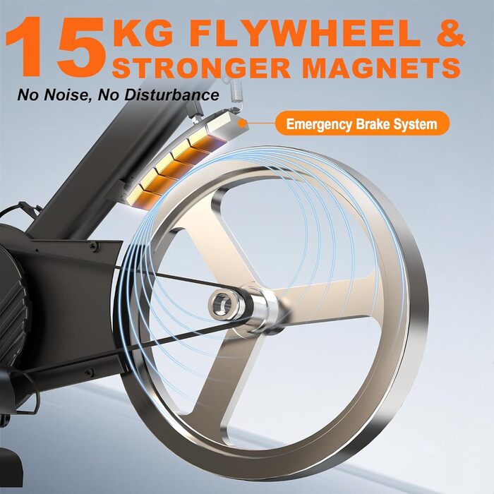 Велотренажер з Bluetooth: велотренажер з магнітним опором, фітнес-велосипед для дому з LCD-дисплеєм, до 160 кг, чорний