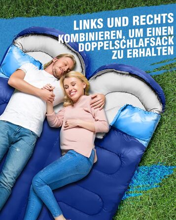 Спальний мішок 3-4 сезони, водонепроникний, ультралегкий, 220*75см (зелений/блакитний)