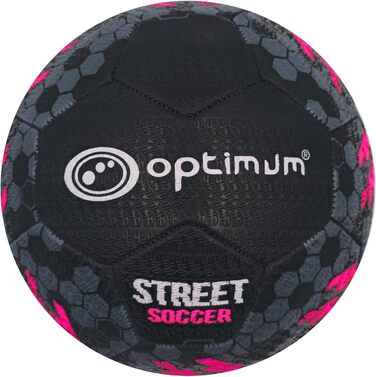 М'яч для вуличної футболу Optimum Unisex – високоякісний, зносостійкий гумовий м'яч, довговічний протектор, ідеальний для бетону та асфальту, універсальний, багатокольоровий (5 шт. чорний / рожевий)