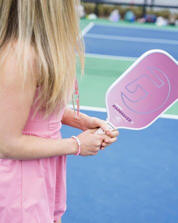 GAMMA Rainmaker - ракетка для піклболу: легка, велика зона удару, карбонове покриття з мікроперлин для обертання та контролю, демпфуючий грип, регульована вага, 6 кольорів (рожевий)